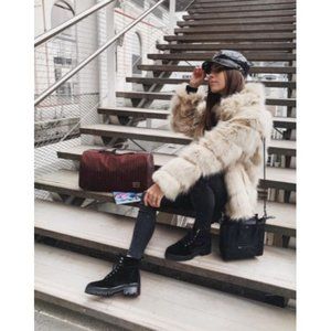 ZARA Faux Fur Short Coat Beige